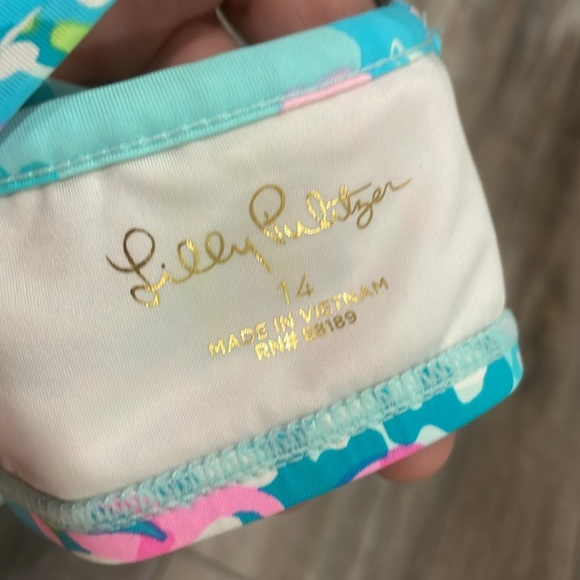 Lilly Pulitzer Girls Size 14 Caia Bikini Top Blue Izba Aqua la Vista - Picture 5 of 6